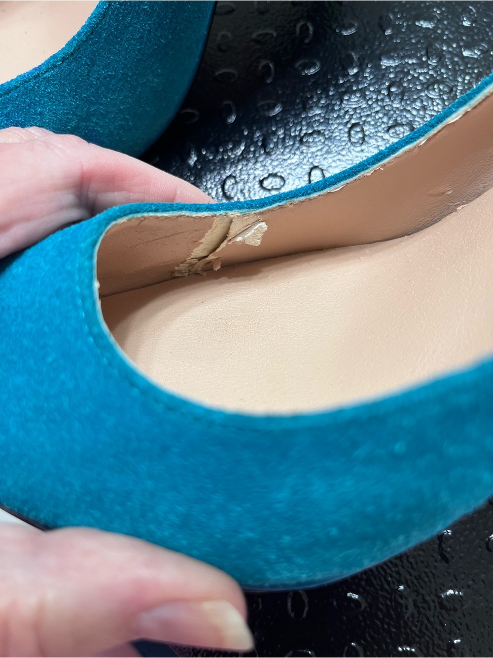 Betsey Johnson Teal Suede Pointed-Toe Pumps Sz 7.5 - Picture 7 of 9